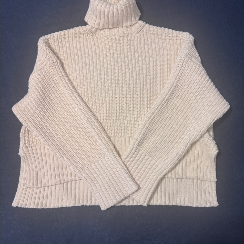 Madewell oversized cream turtleneck sweater